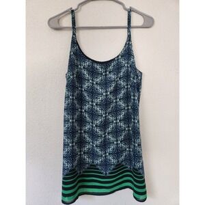 Cabi Style # 107 Border Stripe Lined Cami Tank Top Shirt Blue Green Womens Small
